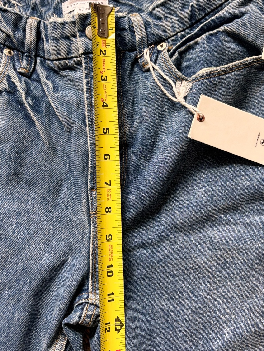 Good American 90s Wide Leg Straight Jeans NWT 8/29 Distressed Raw Hem - Picture 8 of 13
